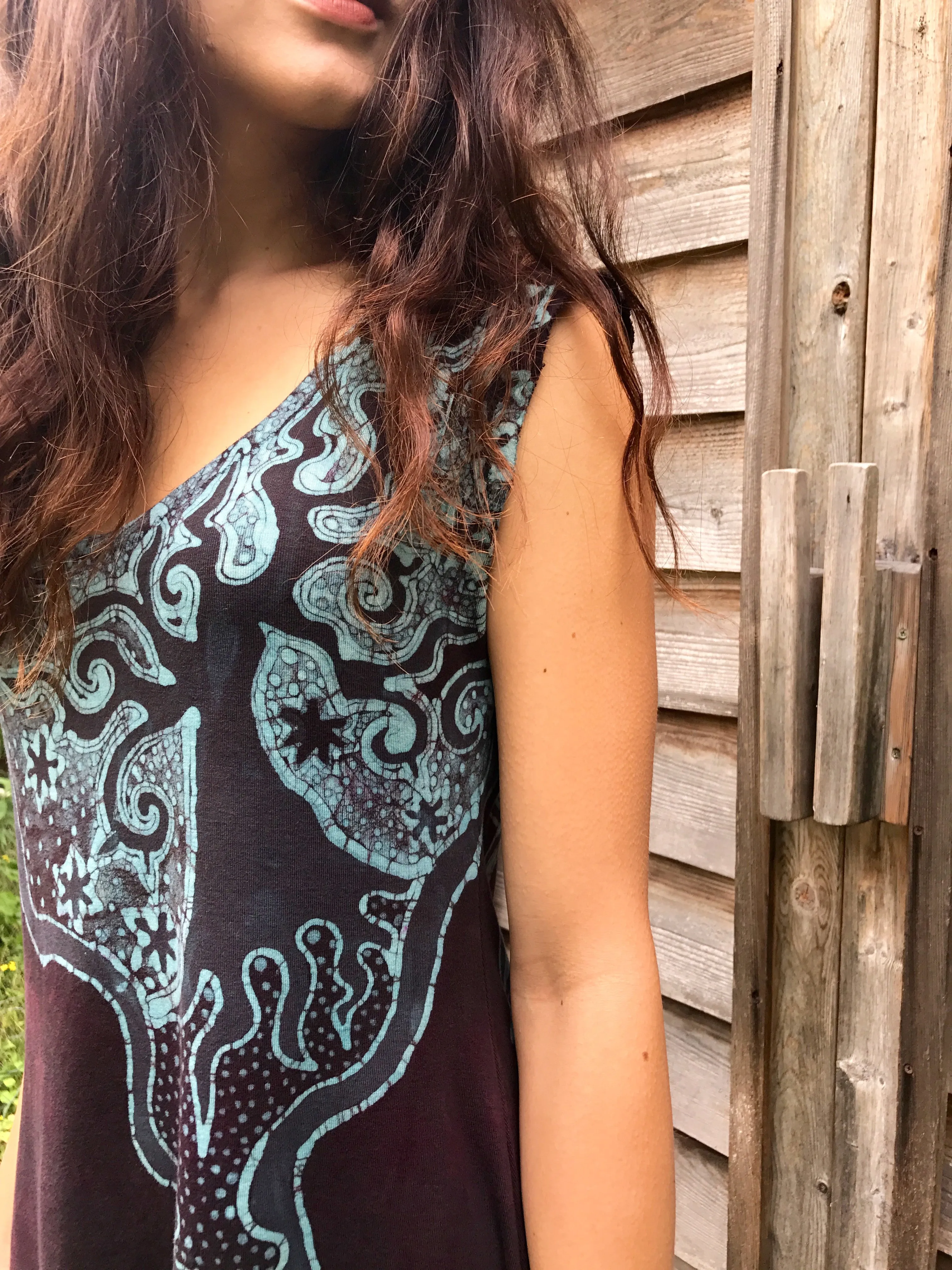 Angel of The Wooded Valley Batikwalla Dress in Organic Cotton - Size Medium/Large