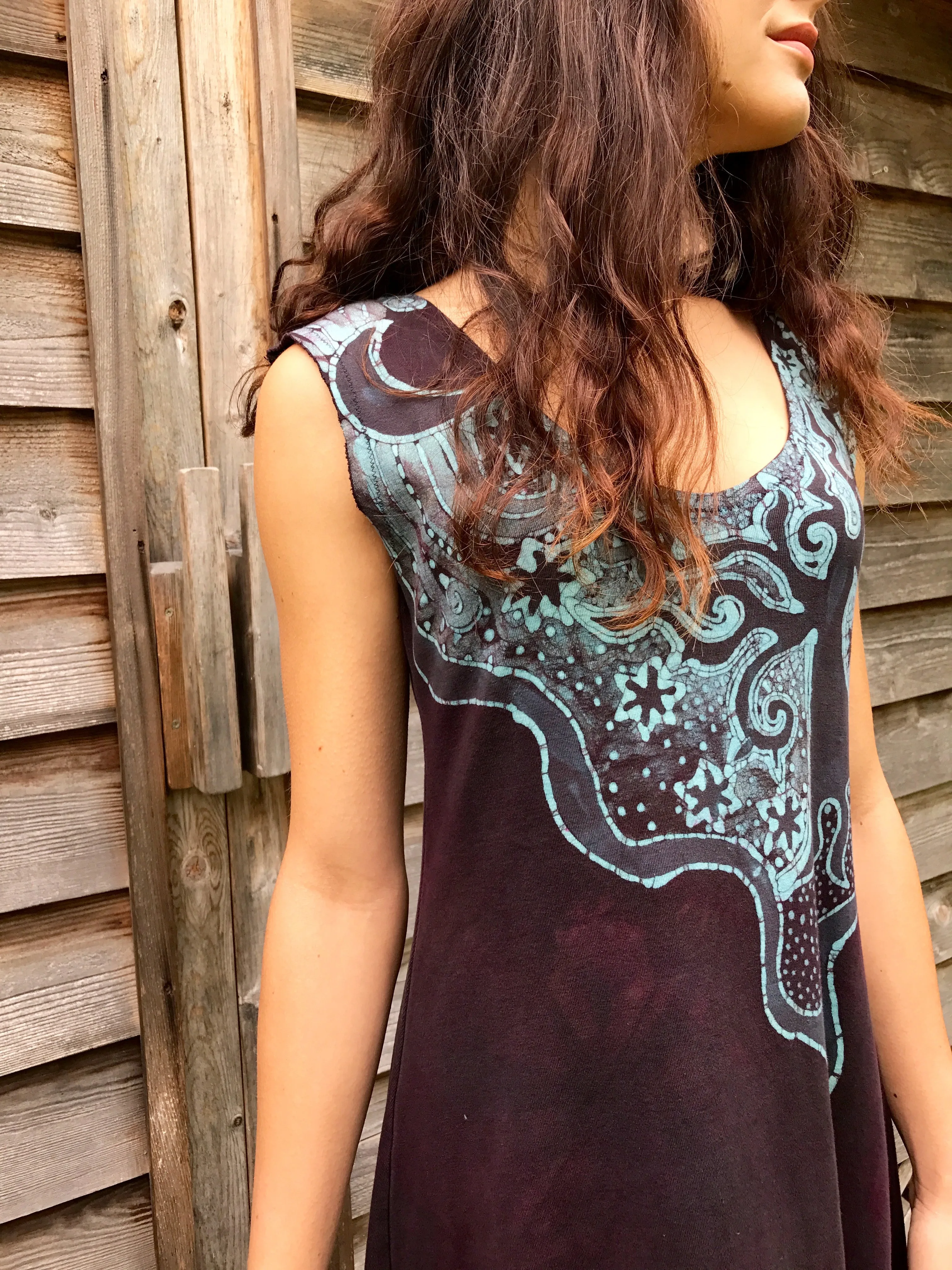 Angel of The Wooded Valley Batikwalla Dress in Organic Cotton - Size Medium/Large