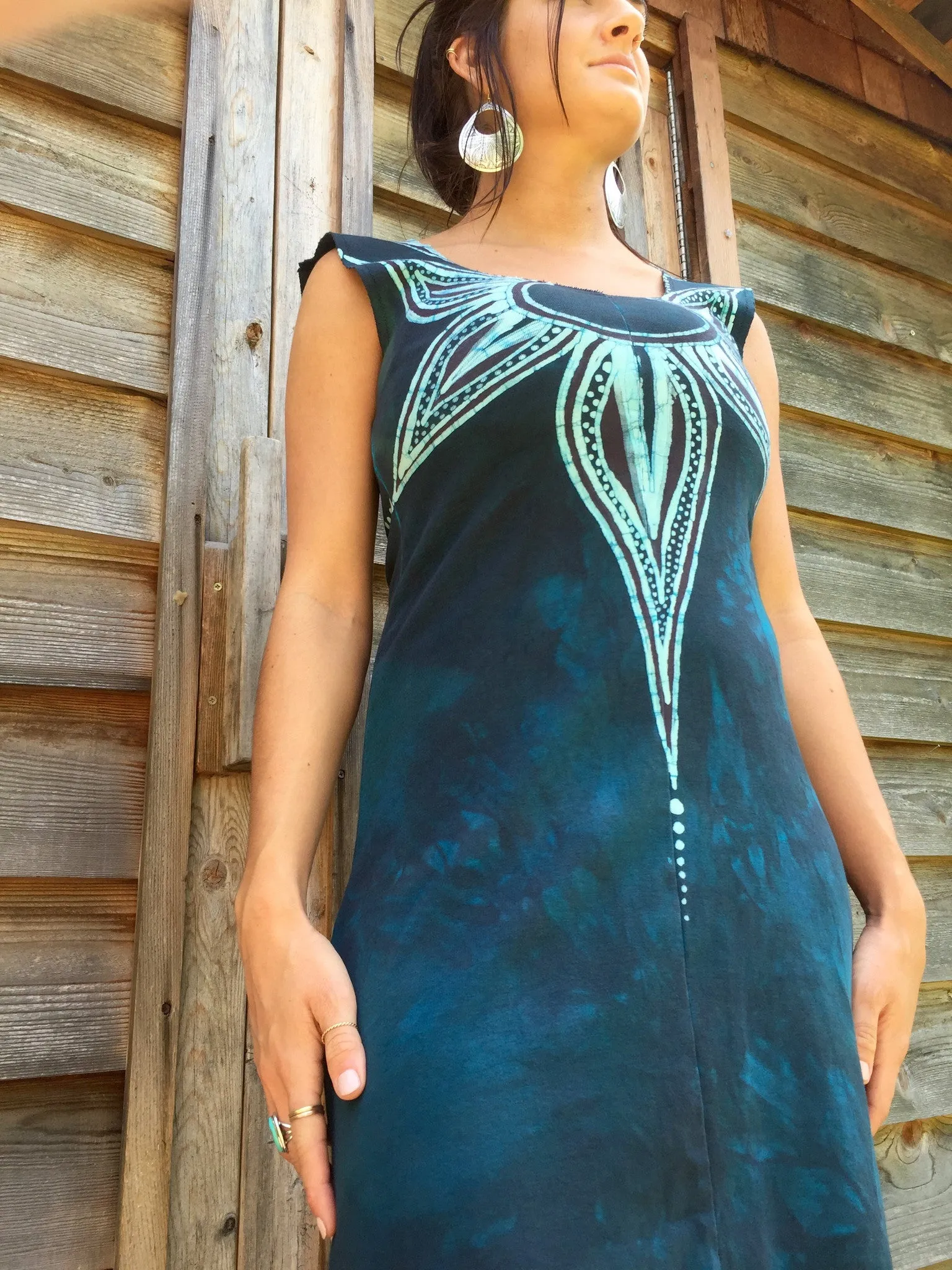 Aqua Bloom Organic Cotton Batik Dress