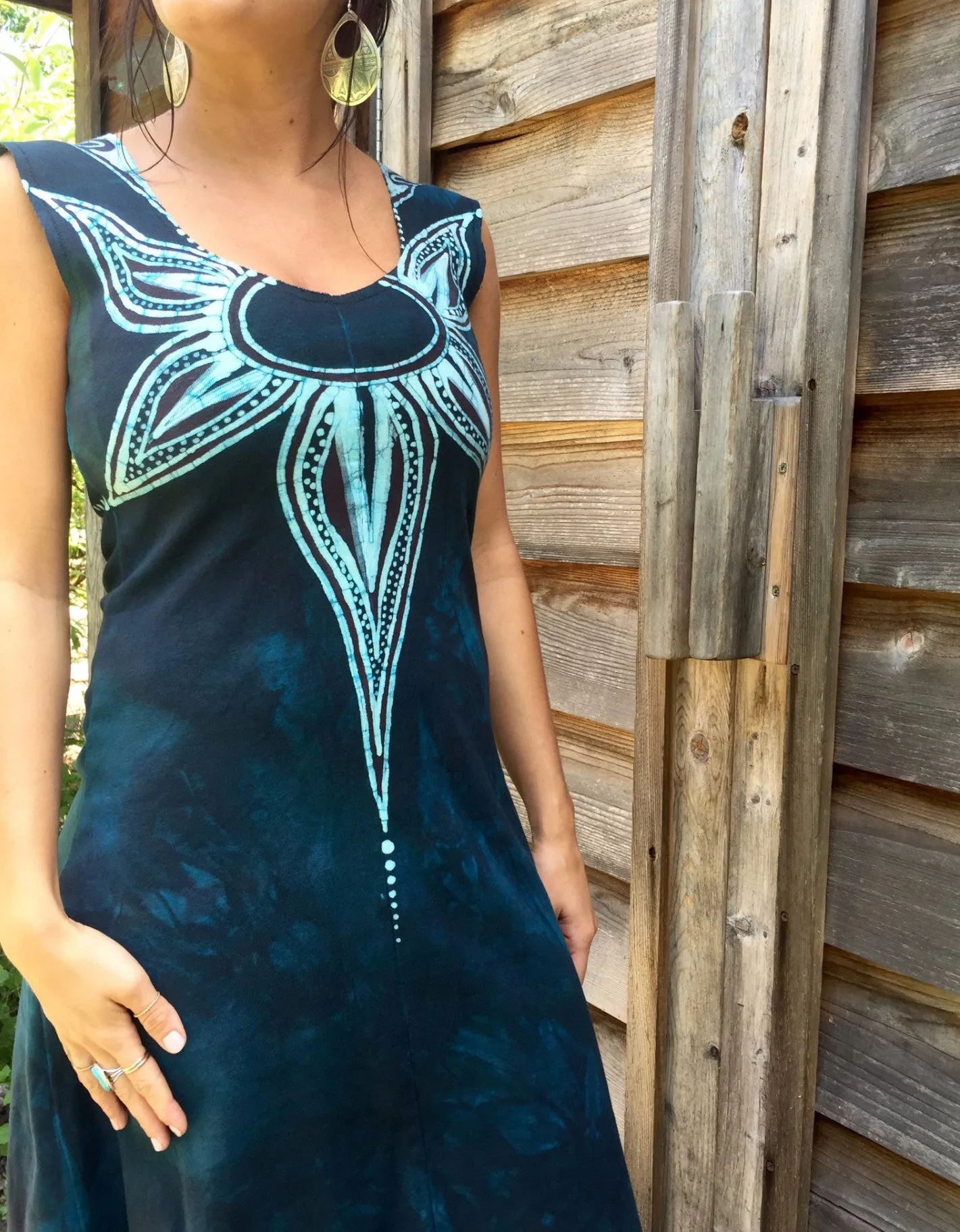 Aqua Bloom Organic Cotton Batik Dress