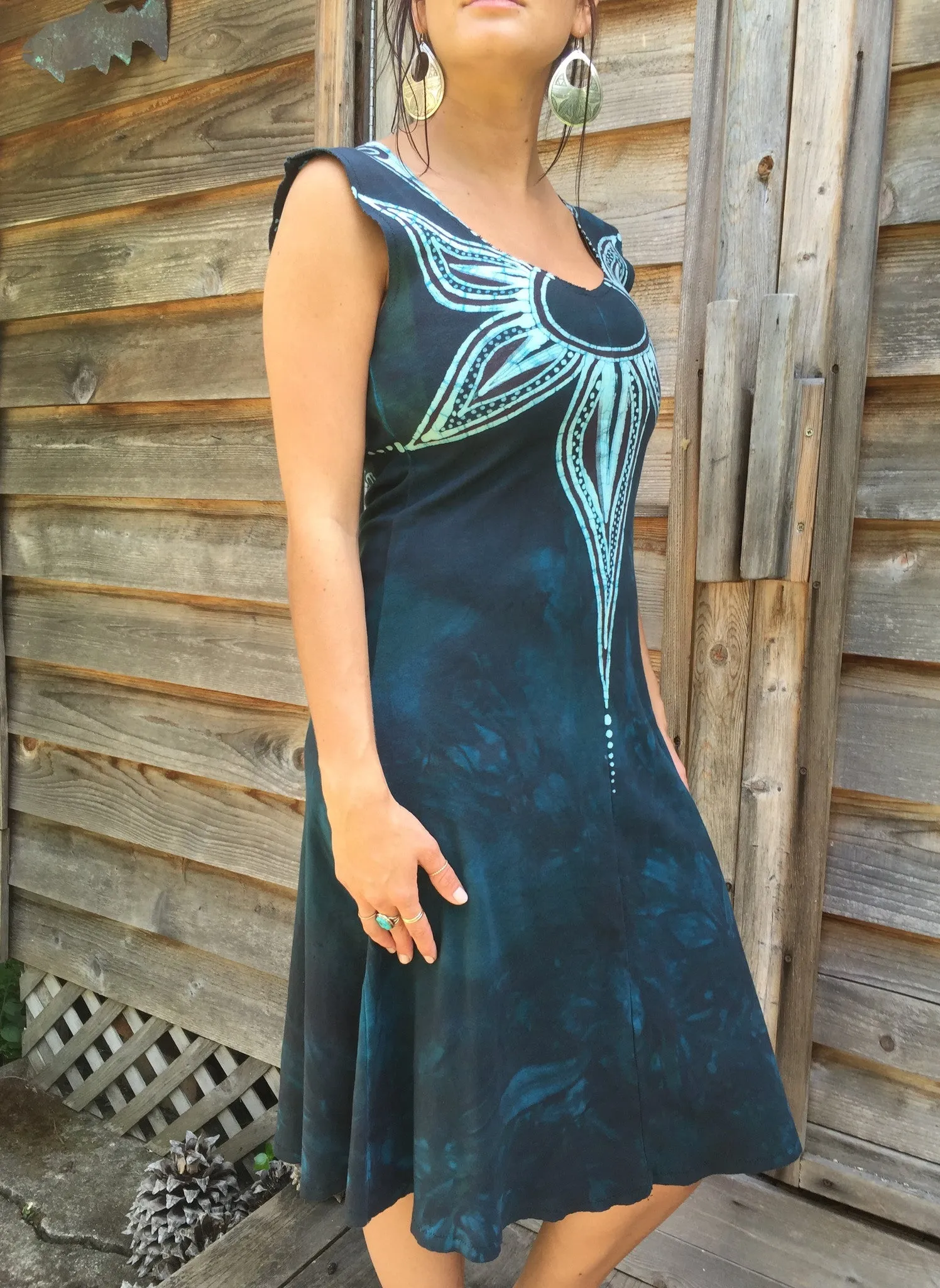 Aqua Bloom Organic Cotton Batik Dress