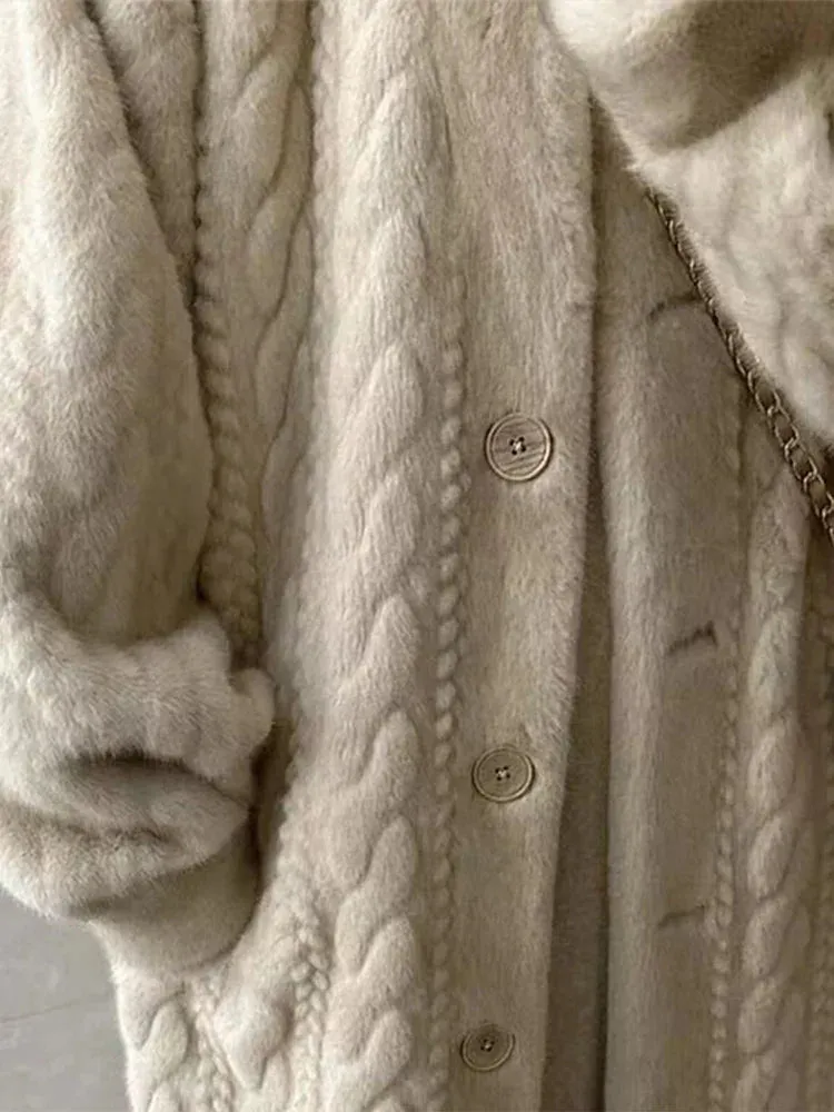 binfenxie Thicken Knit Loose Coat Women Full Sleeve Single Breasted Fashion Female Cardigan Winter Warm Long Cardigan Chic Lady Outerwear