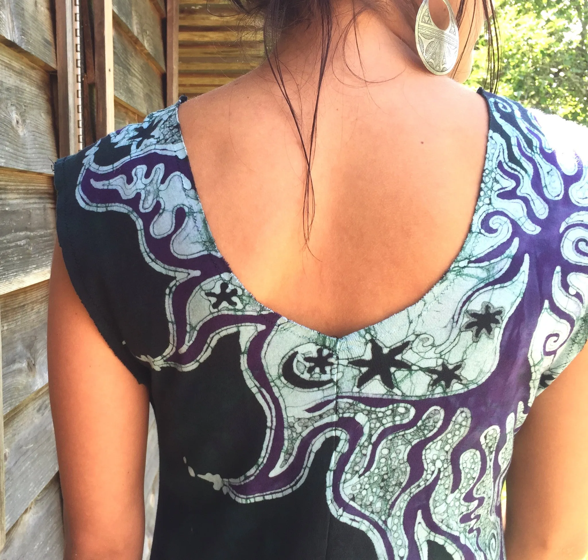 Cascading Tree Mountain Organic Cotton Batik Dress