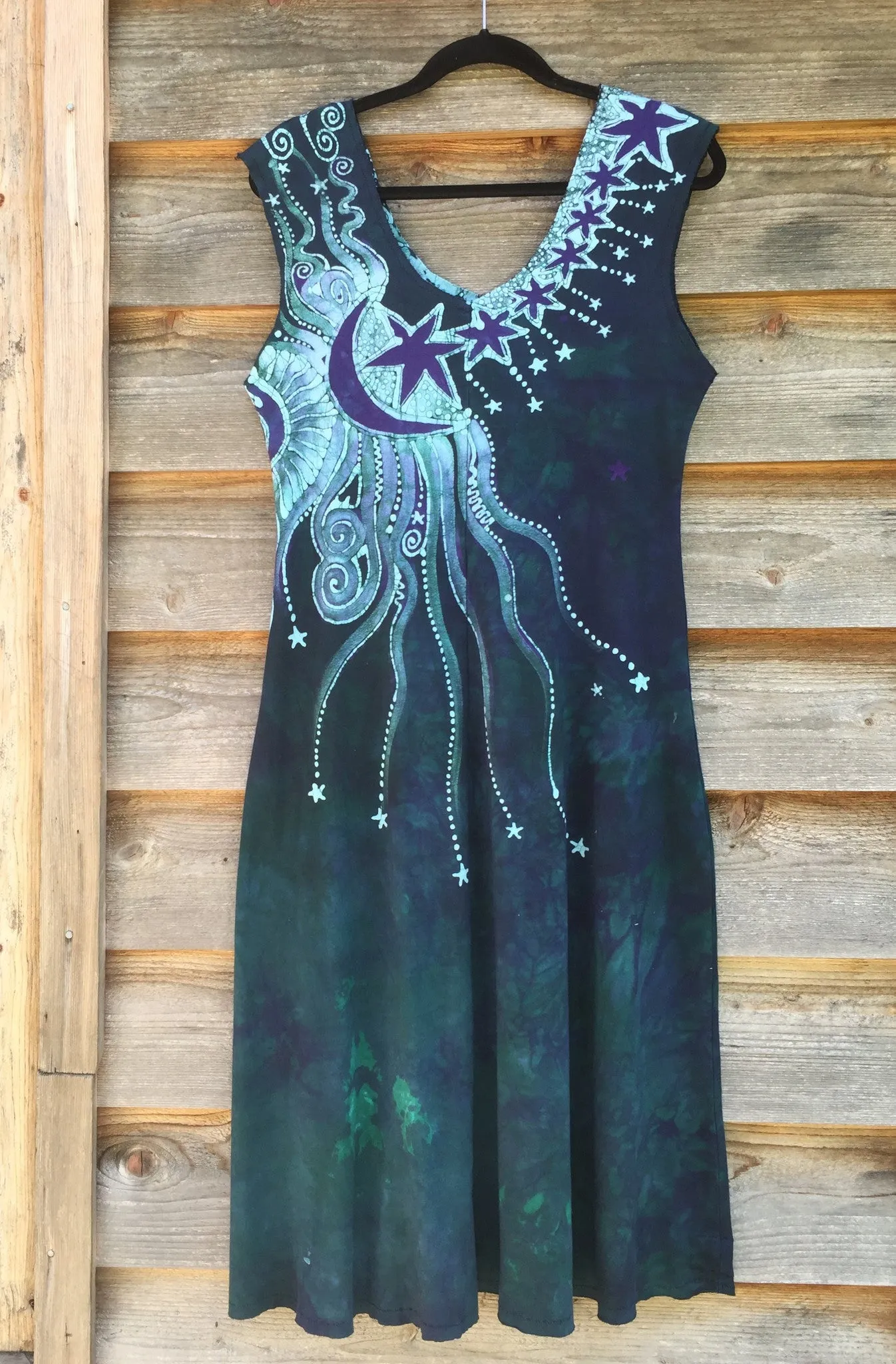 Cascading Tree Mountain Organic Cotton Batik Dress