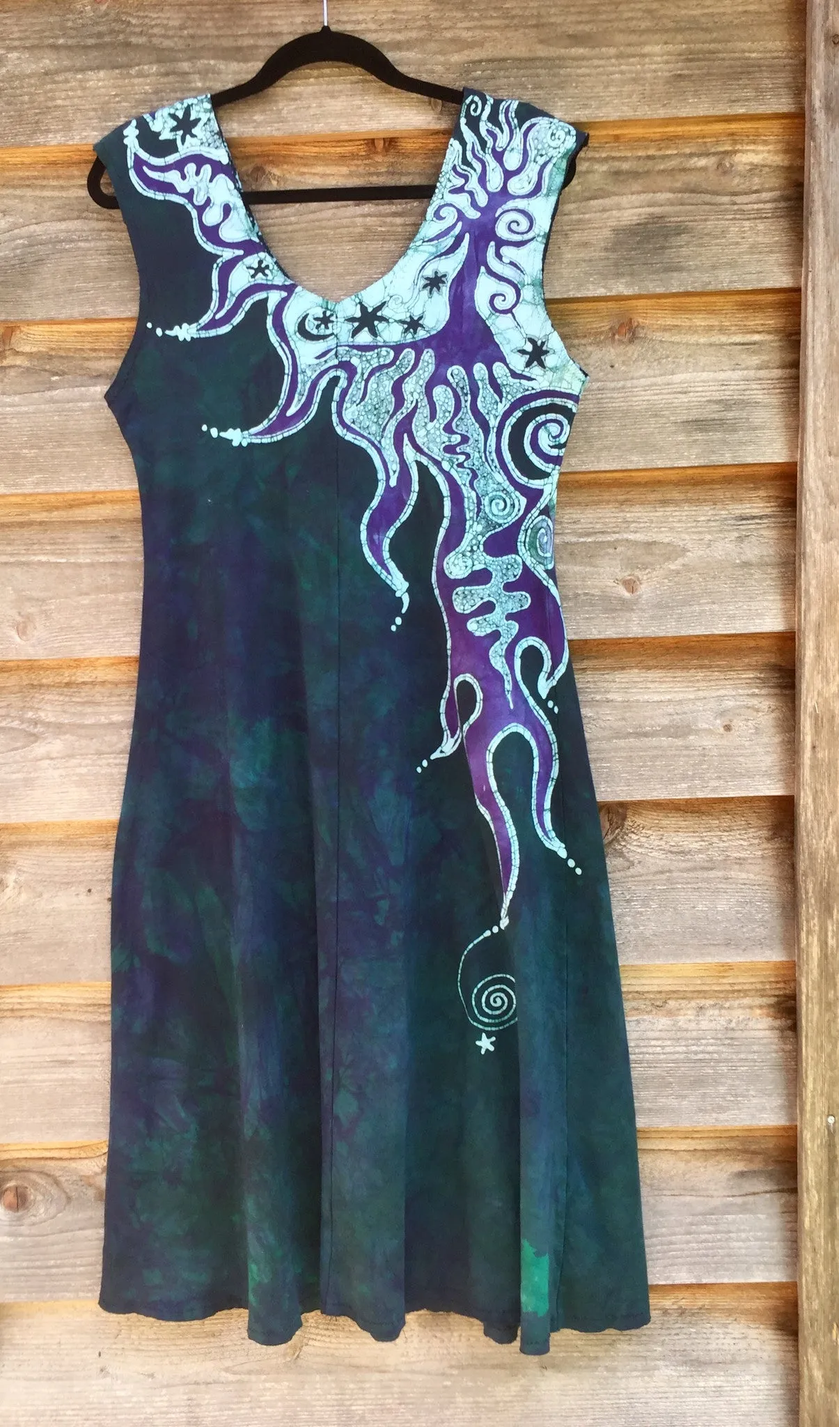Cascading Tree Mountain Organic Cotton Batik Dress