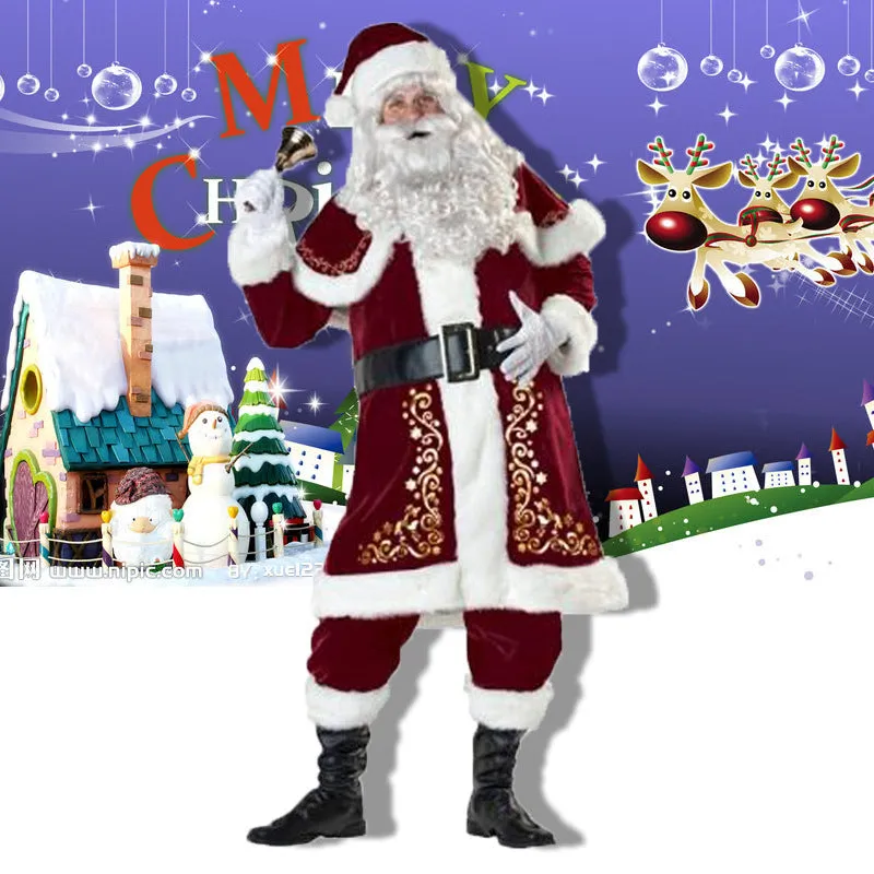 Christmas Adult Male and Female Santa Claus Couple Print Performance Costume Christmas Gift