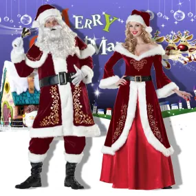 Christmas Adult Male and Female Santa Claus Couple Print Performance Costume Christmas Gift