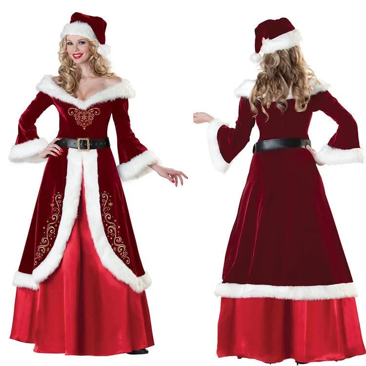 Christmas Adult Male and Female Santa Claus Couple Print Performance Costume Christmas Gift