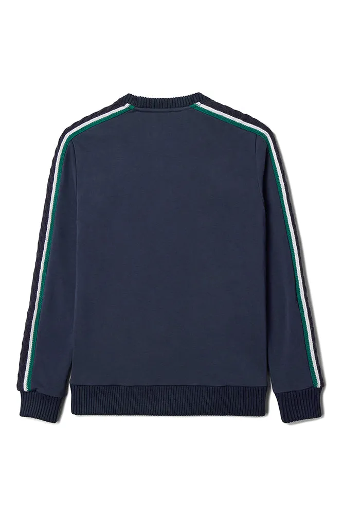 Fila Peacoat Crew Top With Knitted Detail On Sleeves