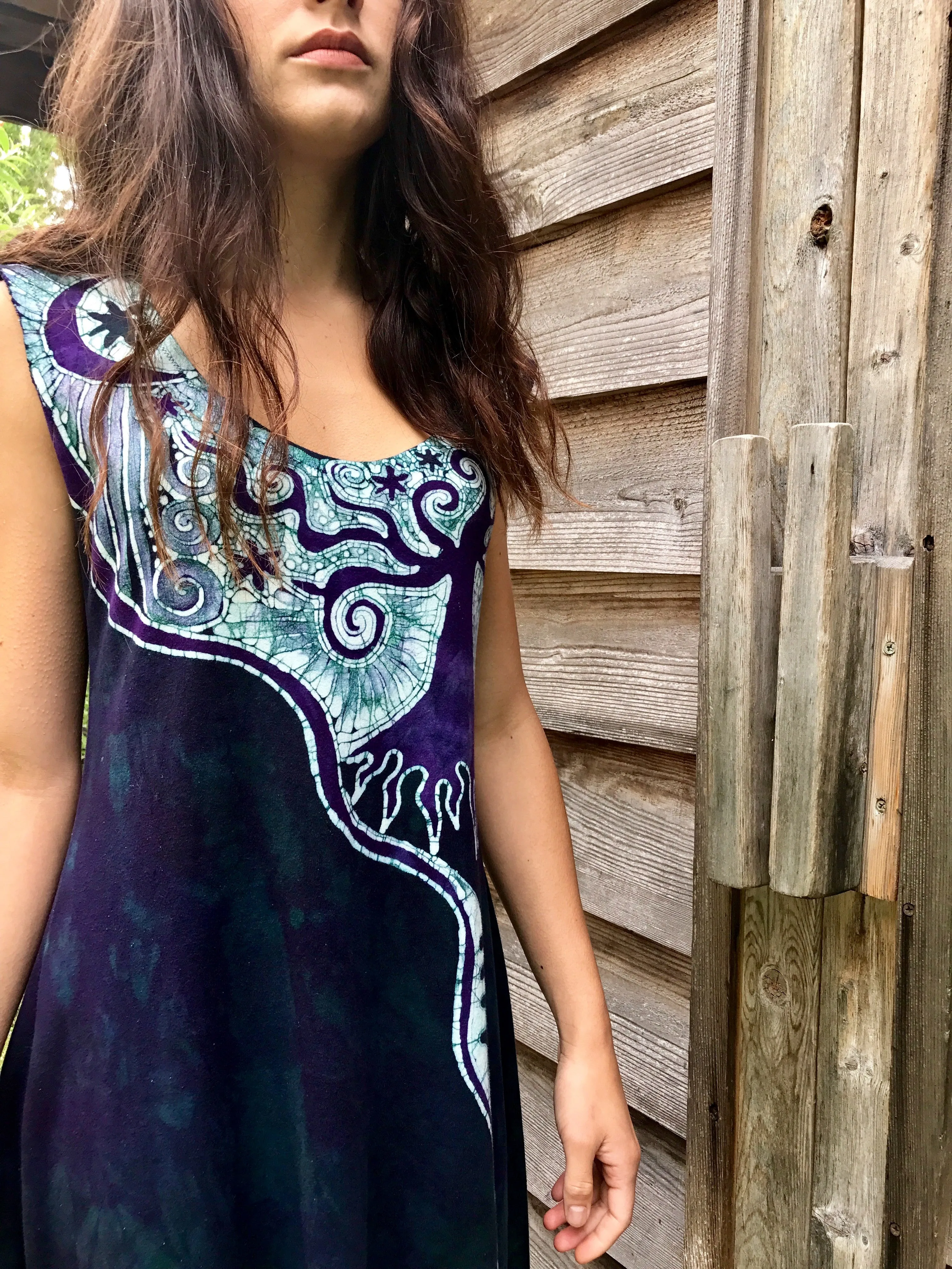 Mystic Mountain Moonrises Batikwalla Dress in Organic Cotton - Size Medium/Large