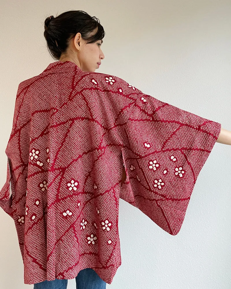 Plum Blossom Shibori Haori Kimono Jacket