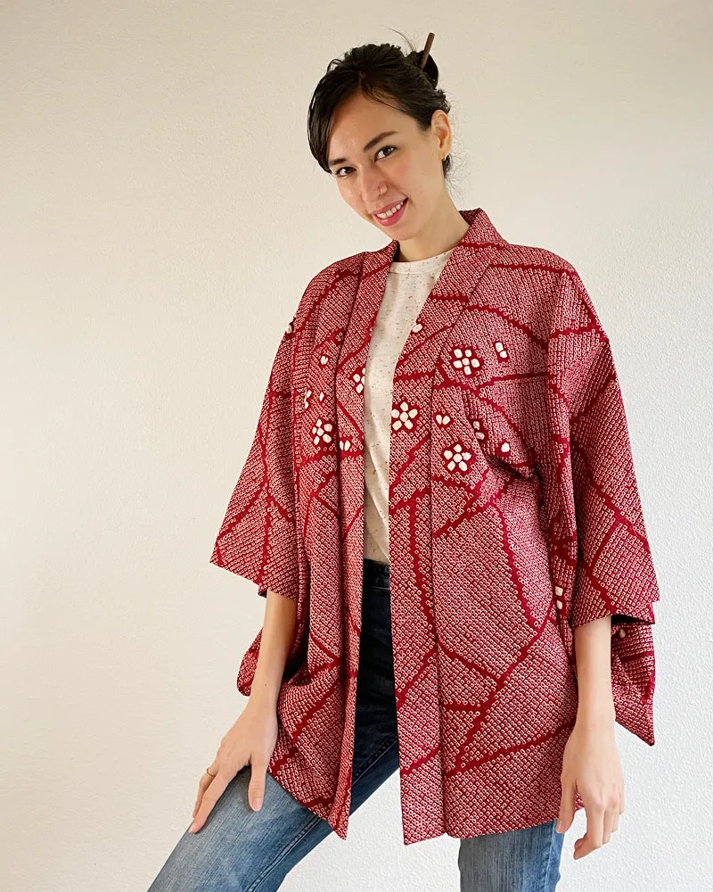Plum Blossom Shibori Haori Kimono Jacket