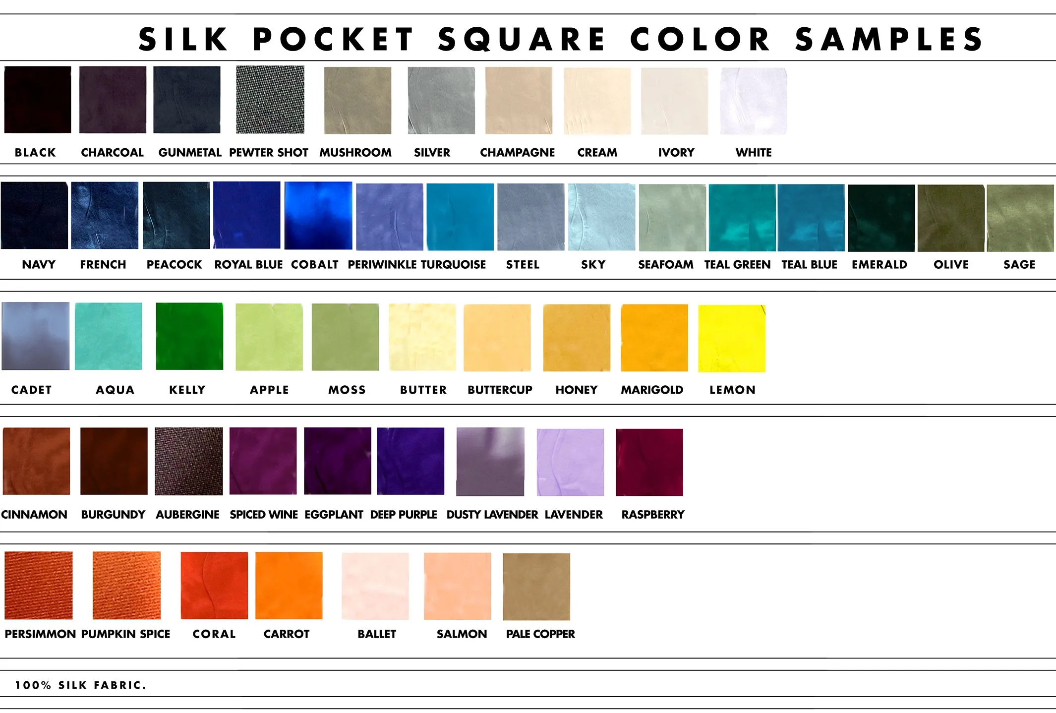 Teal Green Pocket Square. Solid Color Satin Finish, No Print