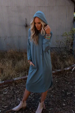 The Nest Your Go To Hoodie Dress - Teal