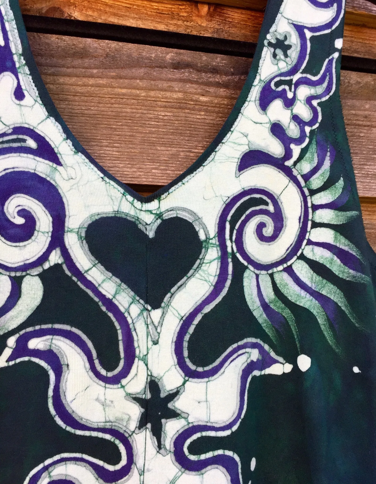 Tribal Teal and Purple Handmade Batik Dress - Size Medium