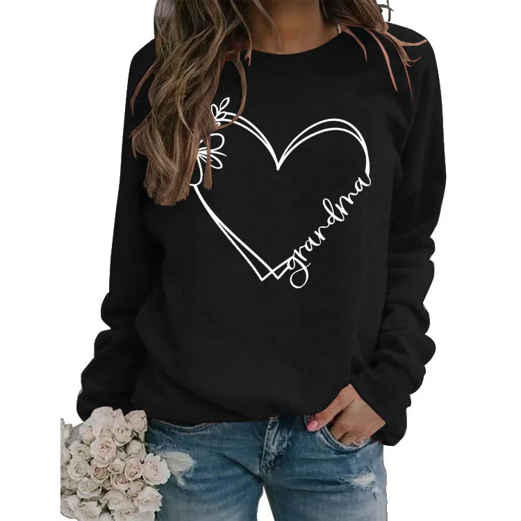 Turtleneck Jacket Long Sleeve Grandma Printed Loose Sweater
