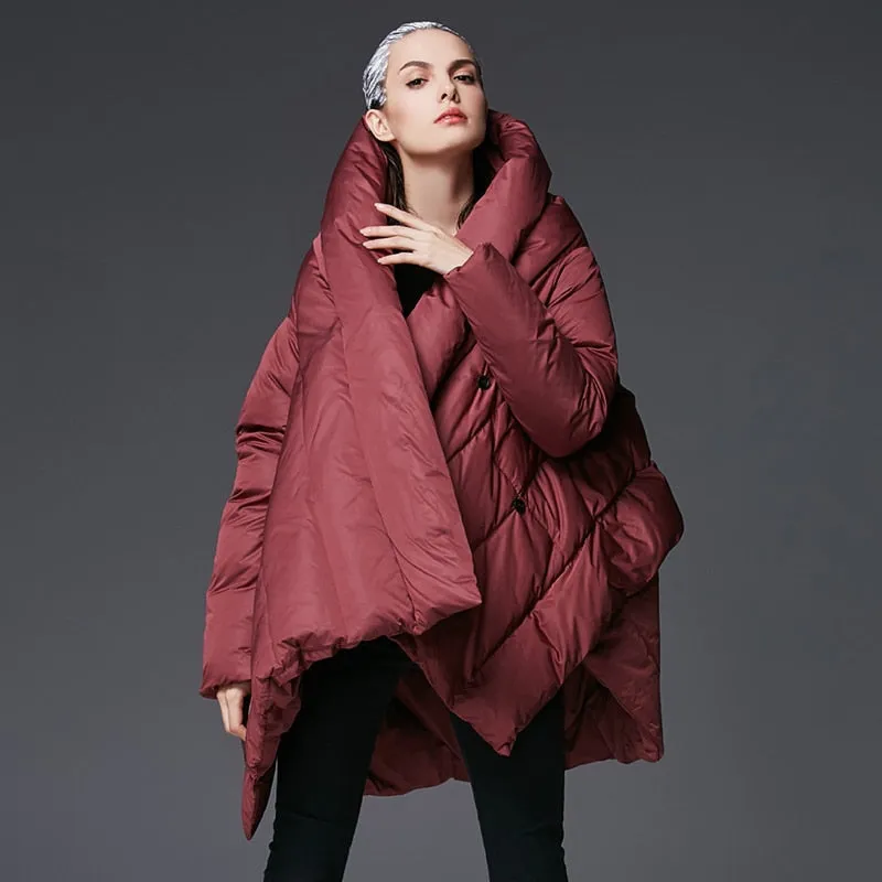 YVYVLOLO Women's Winter Jacket 2018 New Temperament Fashion Cloak Loose parka women down winter coat Warm Jacket Female Overcoat