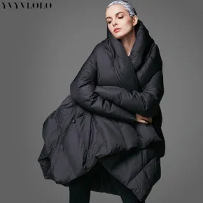YVYVLOLO Women's Winter Jacket 2018 New Temperament Fashion Cloak Loose parka women down winter coat Warm Jacket Female Overcoat